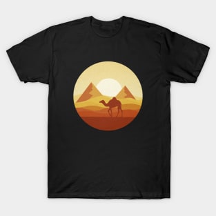 Desert Camel Silhouette Flat Landscape T-Shirt